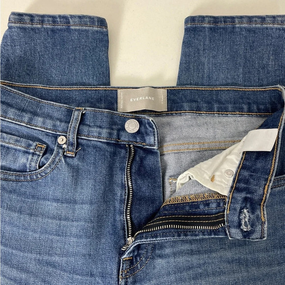Everlane Jeans Denim Size 27 Regular Medium Blue Faded Whiskered Tapered - Picture 4 of 8